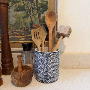 Blue and White Ceramic Utensil Holder